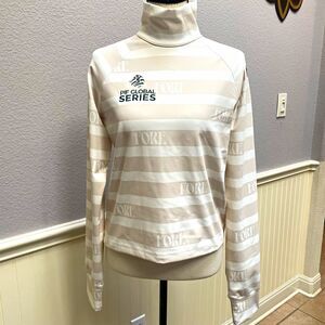 FORE ALL Lottie Mock Neck Striped Golf Top S PIF Global Series Classic Preppy